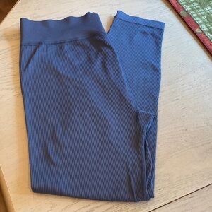 Blue Ribbed Leggings